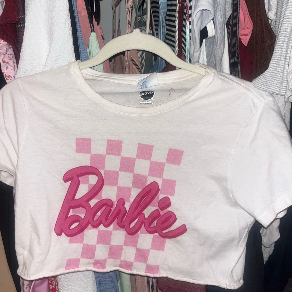 Mattel Barbie White and Pink Short Sleeve Tee